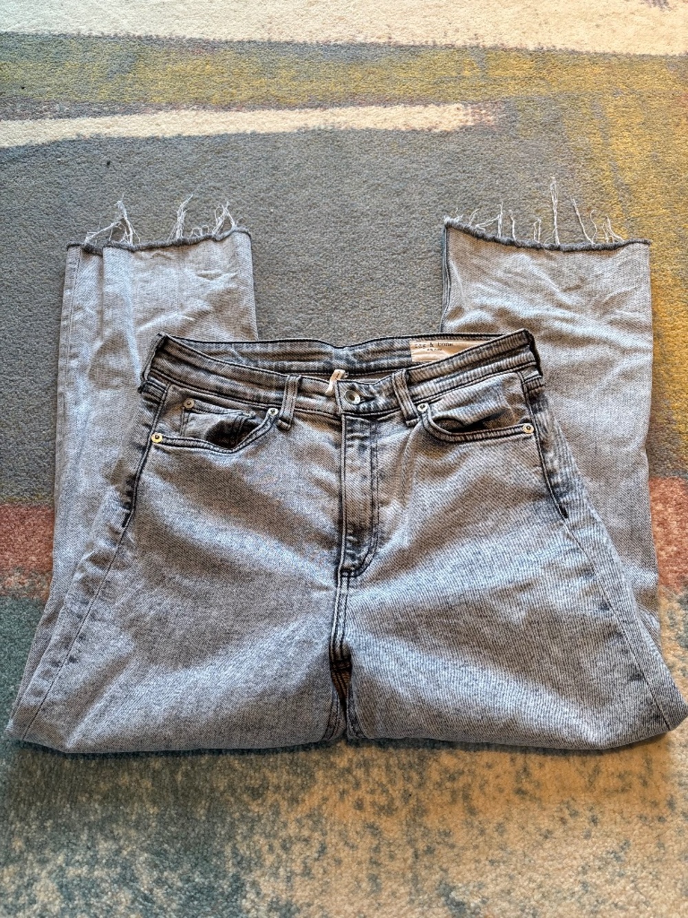 Rag & Bone distressed grey wash high waisted jeans, 27” or 4